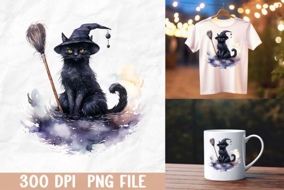 Download Cat Witch with Broomstick - Premium Resources