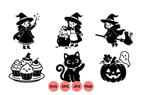Download Cute Witch Halloween Clipart - Premium Bundle